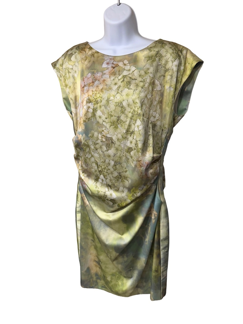 Marc Cain Hydrangea Watercolor Floral Ruched Draped Dress Size N6